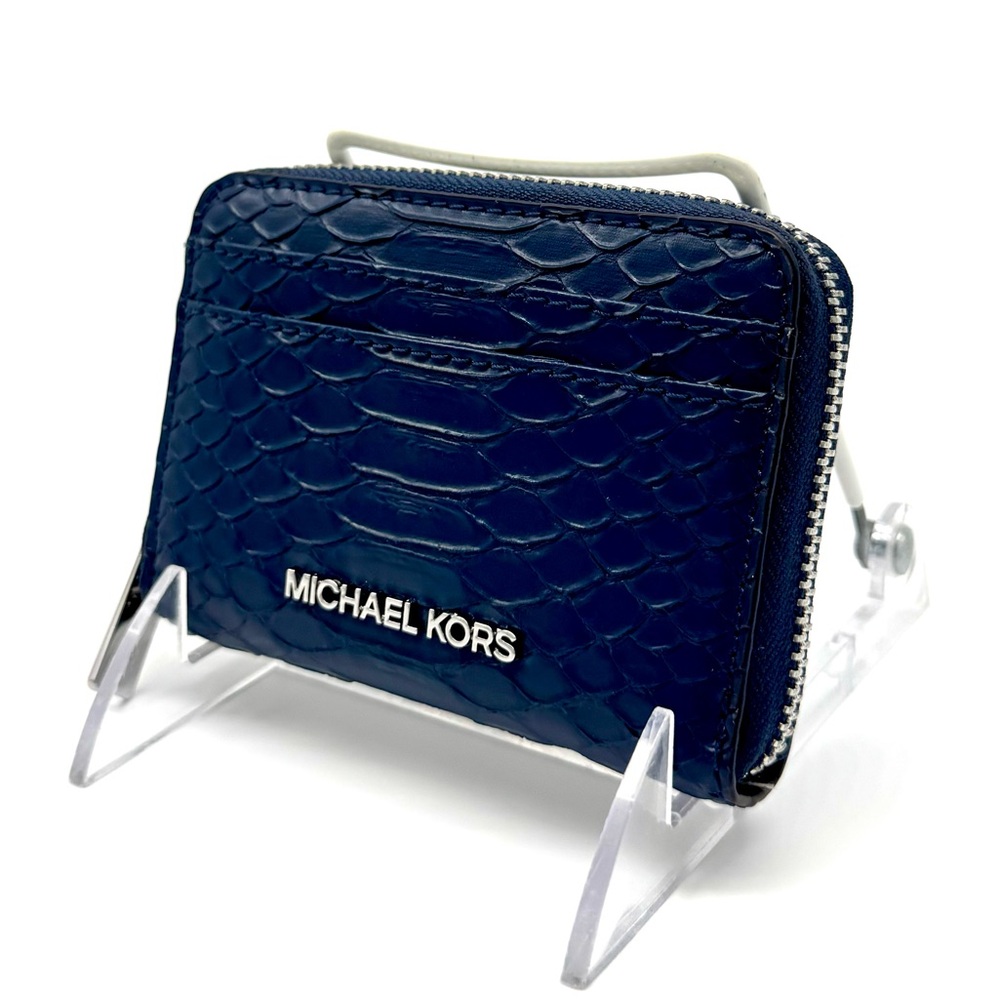 Michael Kors Medium ZA Card Case Wallet Navy Blue Multi - Picture 2 of 8